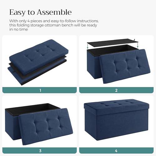 30 Inches Folding Storage Ottoman Bench