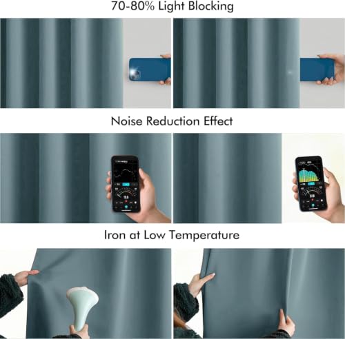 Greyish Blue Back Tab Blackout Curtains 52x72 Inches Long 2 Panels (2 Count)