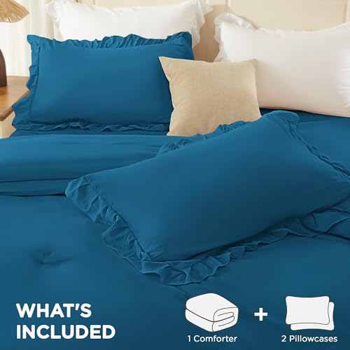 Teal Ruffle Full Size Comforter Set