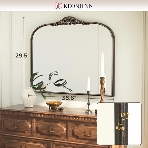 36x30 Bronze Vintage Arched Mirror for Wall