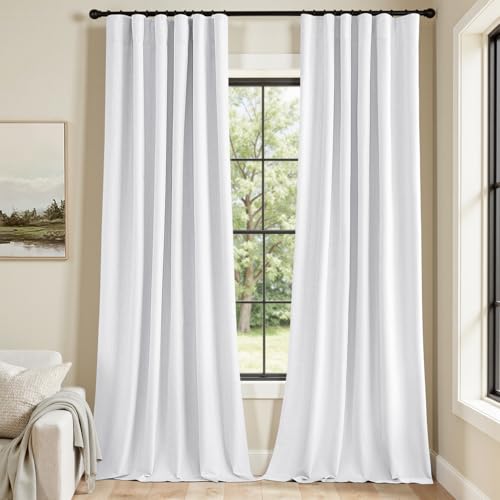 100% Blackout Back Tab Pleat Linen Curtains 50" Wx84 L (2 Count)