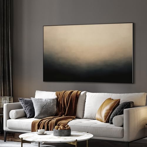 36"x60" Extra Large Framed Wall Art Soft Cream and Dark Abstract Landscape Illustration for Home Living Room Bedroom Decor