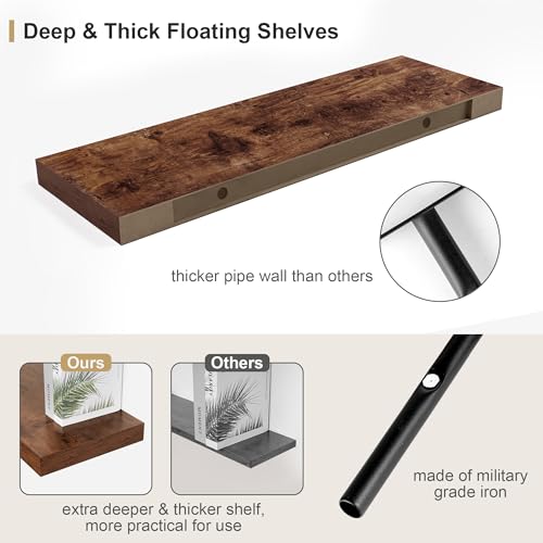 Bathroom 12'' Deep Floating Shelves for Wall