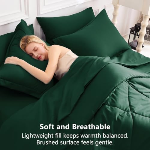 Twin Comforter Set 68"x88" Emerald Green