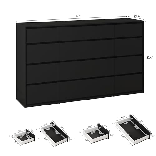 jiteentar Black Malm Dresser for Bedroom