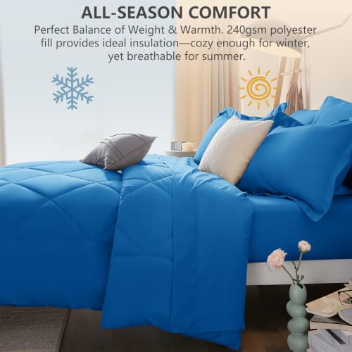 Full Comforter Set 82"x86" Royal Blue