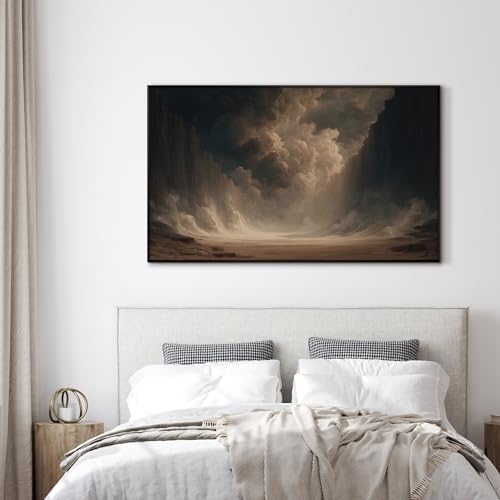 36"x60" Extra Large Framed Wall Art Dramatic Canyon Storm Cloudscape Illustration for Home Living Room Bedroom Decor
