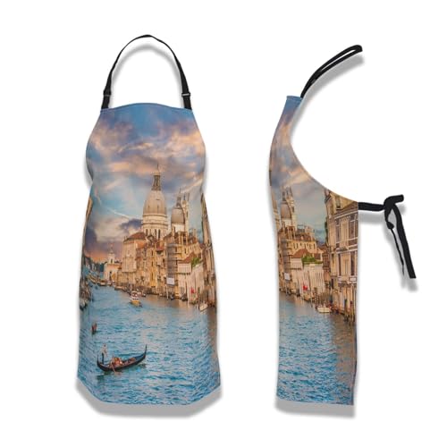 Garden Apron for Women Sunset in Venice Fun Aprons for Men for Kitchen Cooking Restaurant BBQ Painting Crafting Gardening 27”
