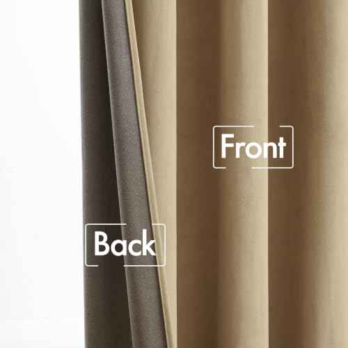 Beige Velvet Pinch Pleat Blackout Curtains W52 X L96 Inches