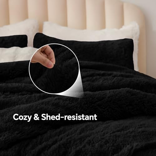 Black Fluffy Comforter Set Full