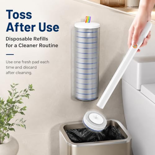 Disposable Toilet Brush with 48 Refills and Replaceable Scrubber Heads