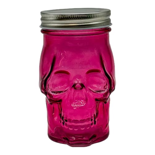 Pink Skull Mason Jar Glass Cup with Lid and Straw
