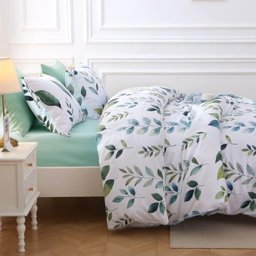 Grey Green Foliage Full Comforter Set
