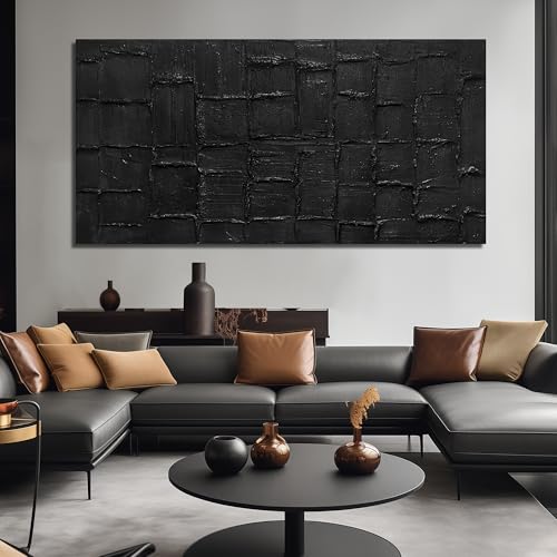 Large Abstract Painting Wall Decor for Living Room Black Canvas Wall Art for Dining Room 3D Wall Art for Office 40 x 80 Inch