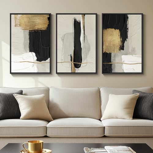 Framed Black and White Abstract Wall Art Set (3 Count)
