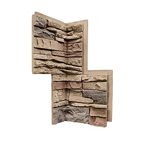 Faux Stacked Stone 90 Degree Inside Corner Panel 22.5" x 12" in Desert Sunrise Color for Do It Yourself Friendly Home Improvement Projects