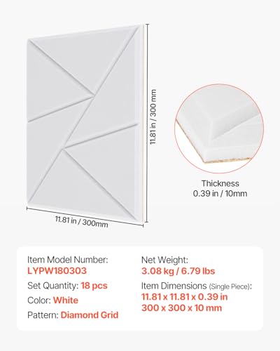 18 Pack Acoustic Panels with Self Adhesive (18 Count)