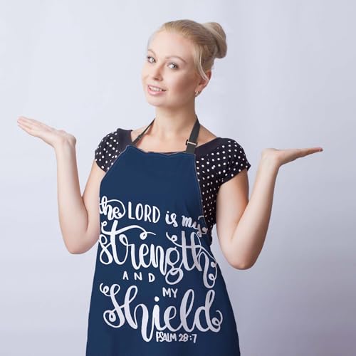 Baking Apron for Men the Lord Is My Strength and My Shield Bible Verse Modern Cute Aprons for Men for Kitchen Cooking Restaurant BBQ Painting Crafting 27”