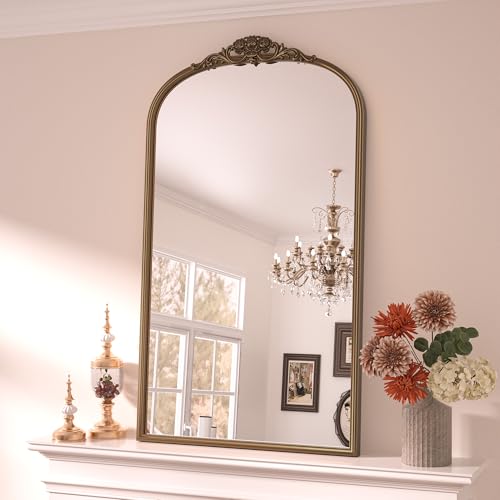 24x40 Gold Vintage Arched Mirror for Wall
