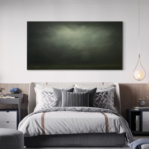 36"x72" Extra Large Framed Wall Art Moody Green Abstract Cloudscape
