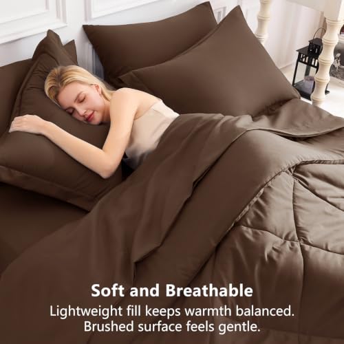 Twin Comforter Set 68"x88" Brown
