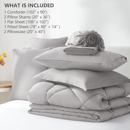 King Comforter Set 102"x90" French Grey