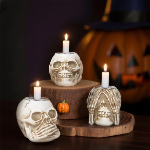 Halloween Skull Candle Holder