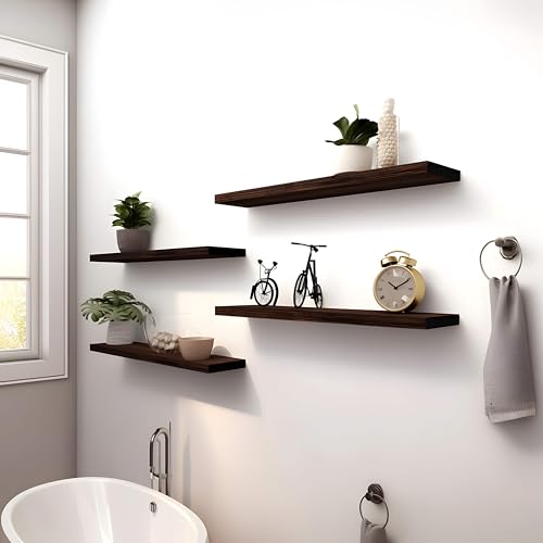 Wood Floating Shelves for Wall Decor (4 Count)