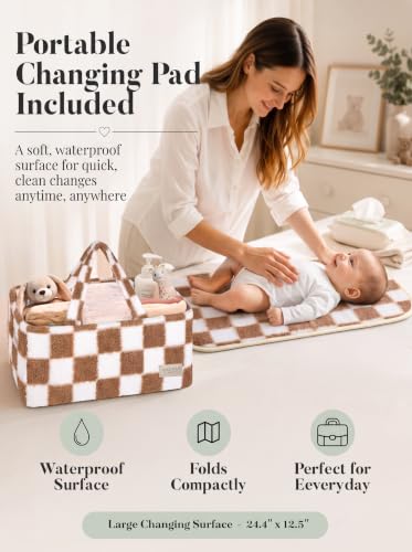 Baby Diaper Caddy Organizer with Waterproof Changing Pad