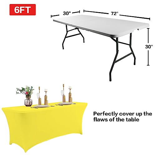 2 Pack 6FT Table Cloth for Rectangular Spandex Yellow Table Cover (2 Count)