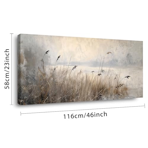 Vintage Meadow Wall Art for Living Room Reed Grass Canvas Painting Prints Large Retro Rustic Cottagecore Countryside Landscape Farmhouse Bedroom Artwork Home Decor