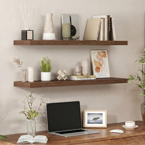 Floating Shelves 39.4" W x 9.3" D Walnut Set of 2 (2 Count)