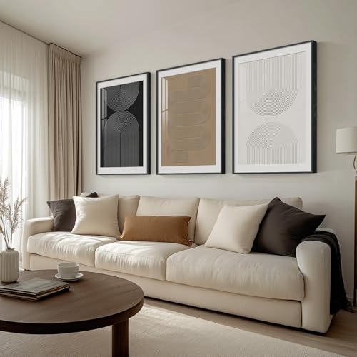 Framed Boho Neutral Abstract Wall Art for Living Room (3 Count)