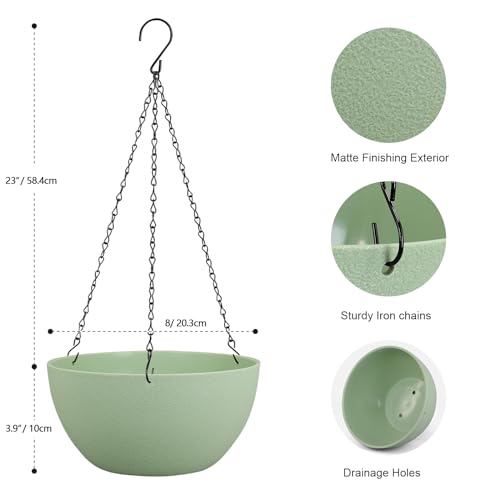 8 inch Small Hanging Planters Plant Pots for Indoor Outdoor Plants (2 Count)