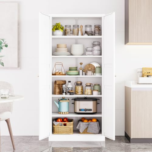 71" Tall Pantry Cabinet with 2 Doors and 5 Shelves