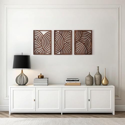 Modern Wooden Wall Sculptures (3 Count)