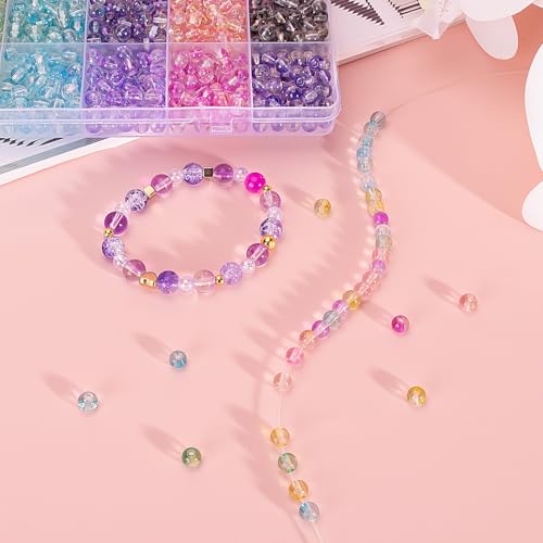 24 Colors 1200PCS Transparent Gradient Glass Beads Kit (1200 Count)