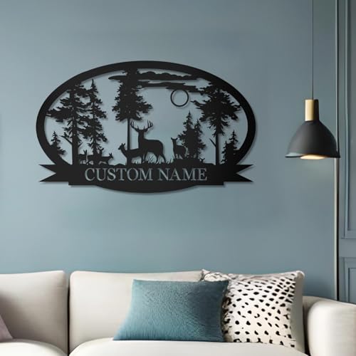 Personalized Deer Metal Cabin Sign