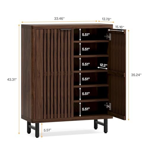 6 Tier Shoe Cabinet with Shutter Doors