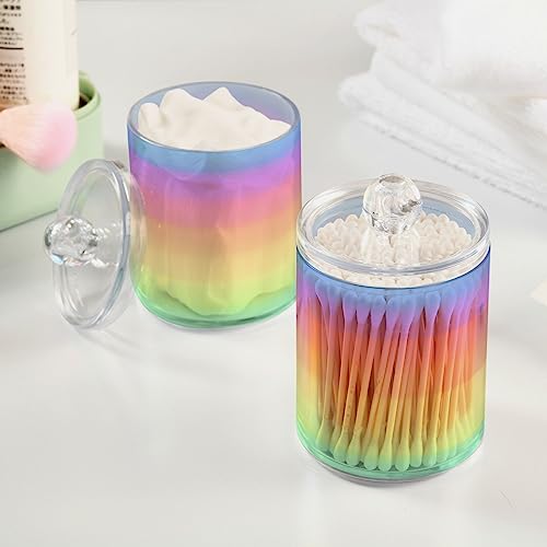 Rainbow Pastel 2PC Airtight Transparent Plastic Storage Jar Food Storage Container Plastic for Food Herbs Tea etc with Storage Lid easy to use and clean With lid Easy To Use (2 Count)