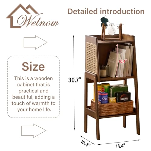 Bamboo Rattan Bookcase with Cabinet