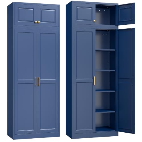 86"Metal Pantry Storage Cabinet with Doors & 4 Adjustable Shelves