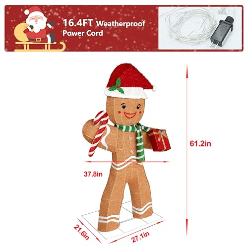 5FT Gingerbread Man with Candy Cane and Gift Box Decoration