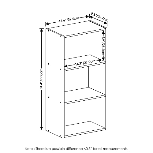 Luder 3 Tier Open Shelf Bookcase