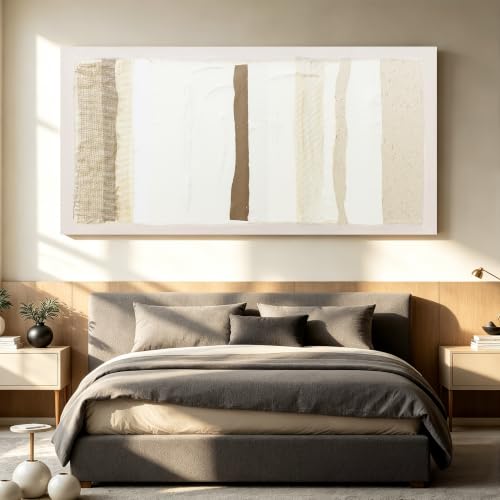 Neutral Wall Art Decor Modern Canvas Art Wall Decor Brown And White Artwork for Walls Oversized Wall Art Prints Large Wall Art for Living Room 29"X58" for Room Bedroom Office Decor