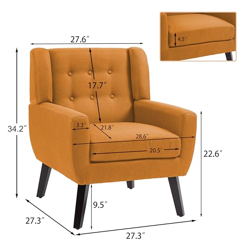Accent Chair Modern Upholstered Armchair in Fabric for Living Room (2 Count)