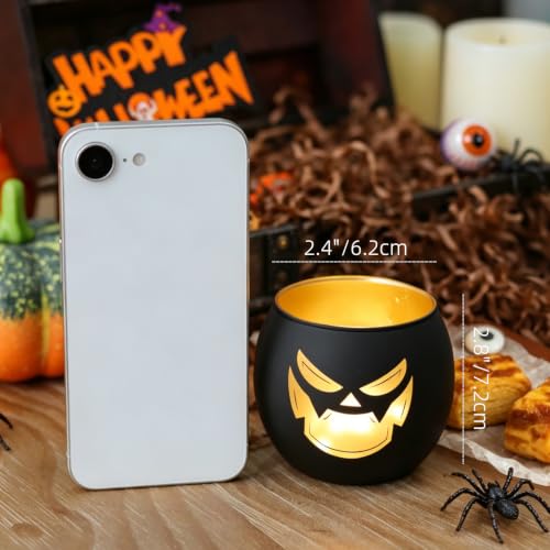 Jack O Lantern Votive Candle Holders for Indoor Outoddr Halloween Decor (6 Count)
