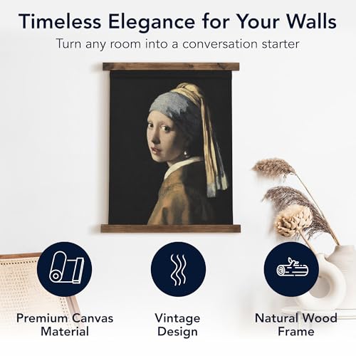 Girl with a Pearl Earring Tapestry Vintage Hanging Canvas Wall Art by Johannes Vermeer