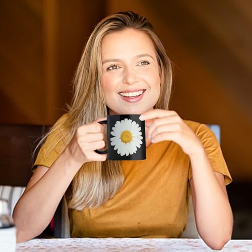 12Oz Daisy Black Ceramic Mug
