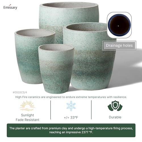 Emissary Bullet 9.5 in. Coastal Splash Ceramic Round Planter